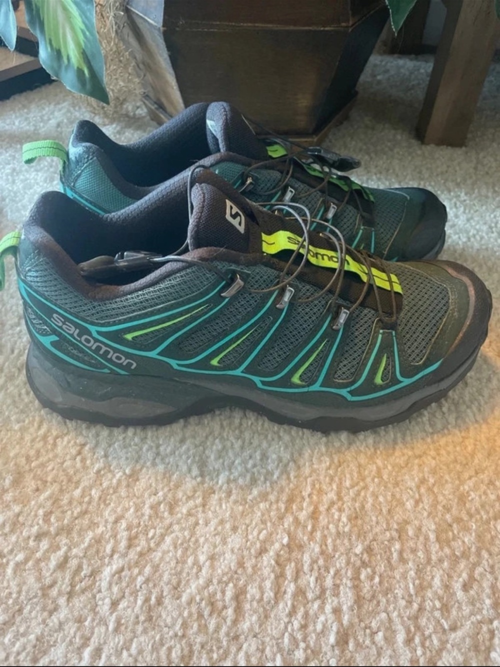 Salomon Women's Trail Sneakers in Teal, Neon Yellow & Black